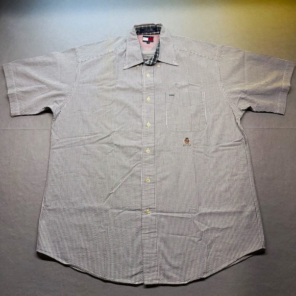 Tommy Hilfiger Other - Tommy Hilfiger Men's M Blue/White Striped Short Sleeve Button-Up, Pockets